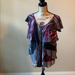 Bisou Bisou Layered Colorful Patterned Top EUC